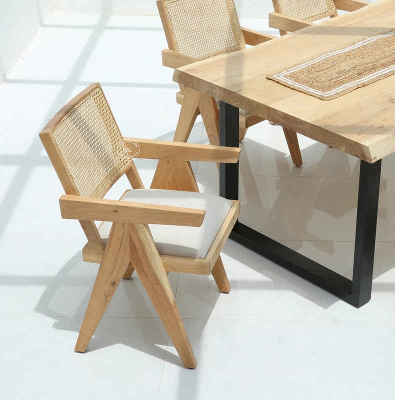 Grove Rattan Acacia Wood Dining Chair – (Only one pcs) | Opelhome UAE