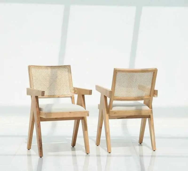 Grove Rattan Acacia Wood Dining Chair – (Only one pcs) | Opelhome UAE