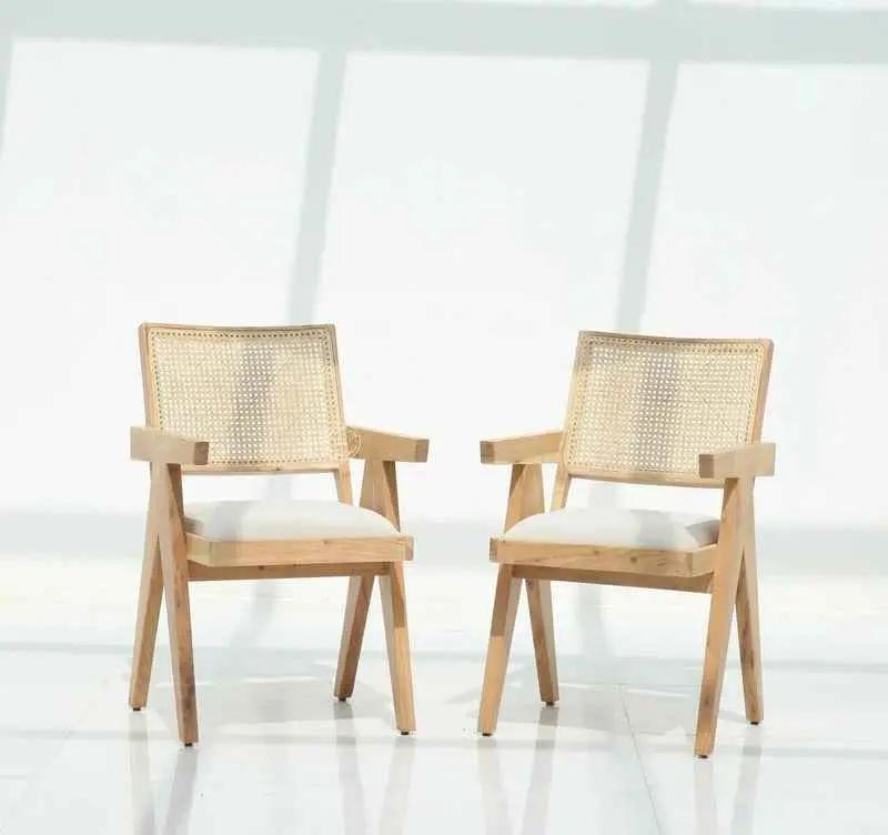 Grove Rattan Acacia Wood Dining Chair – (Only one pcs) | Opelhome UAE