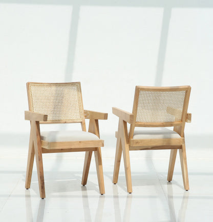 Grove Rattan  Dining Chair – Only One Pcs, Solid Acacia Wood, Natural Finish | Opelhome UAE Opel Home