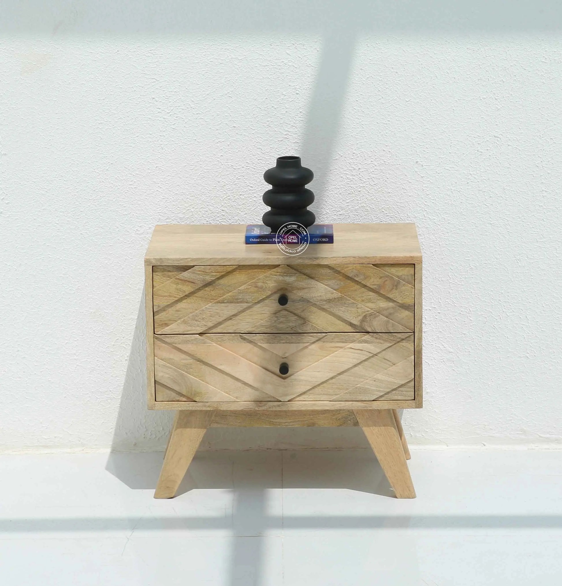 Groven Wooden Bedside Table – Solid Mango Wood, Natural Finish | Opelhome UAE