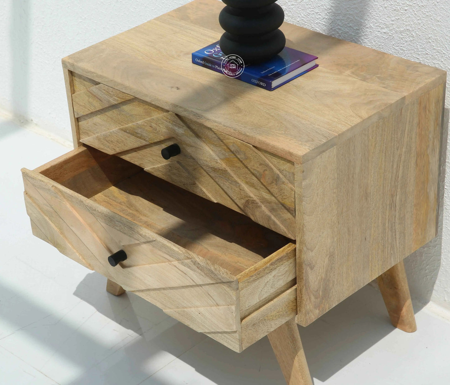 Groven Wooden Bedside Table – Solid Mango Wood, Natural Finish | Opelhome UAE