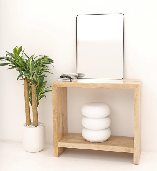 Gwen Wooden Console Table – Solid Mango Wood, Natural Finish, Hallway | Opelhome UAE Opel Home