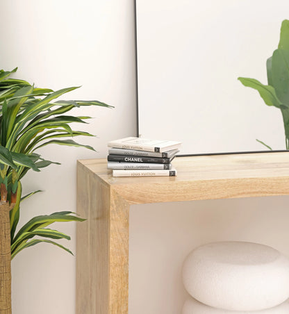Gwen Wooden Console Table – Solid Mango Wood, Natural Finish, Hallway | Opelhome UAE Opel Home