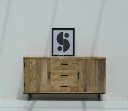 Haddan Wooden Sideboard & Buffet – Solid Mango Wood, Natural Finish | Opelhome UAE