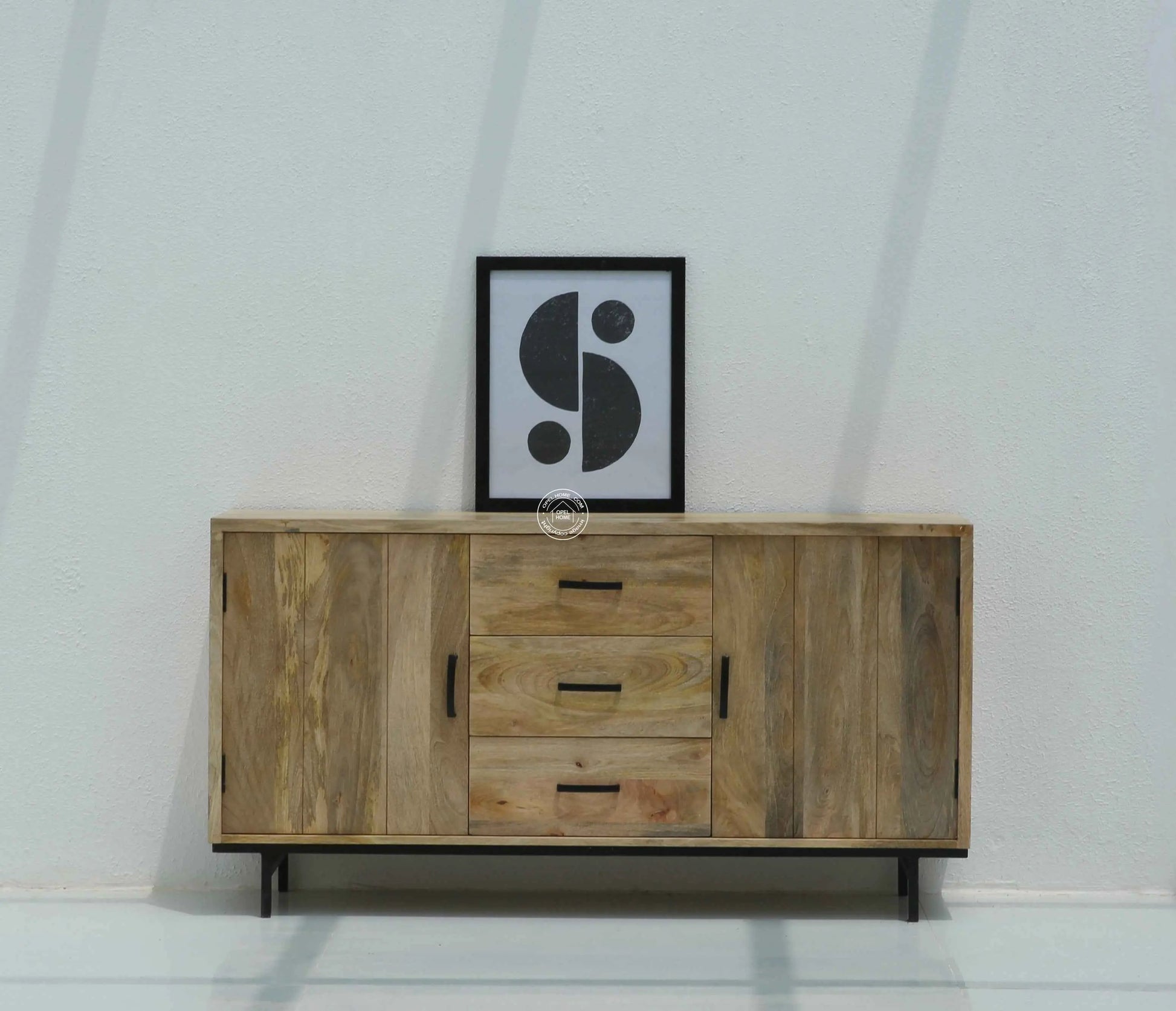 Haddan Wooden Sideboard & Buffet – Solid Mango Wood, Natural Finish | Opelhome UAE