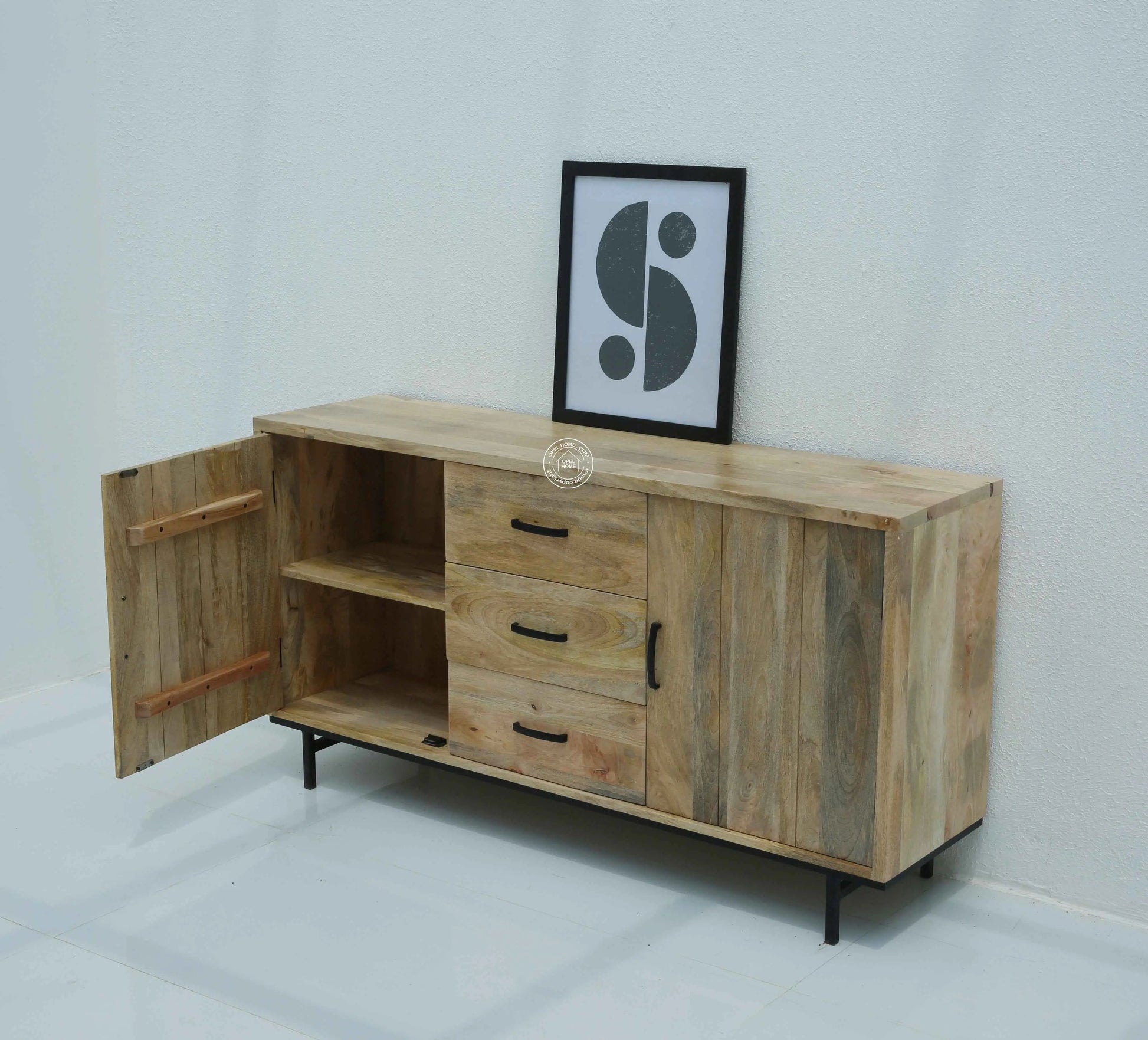 Haddan Wooden Sideboard & Buffet – Solid Mango Wood, Natural Finish | Opelhome UAE