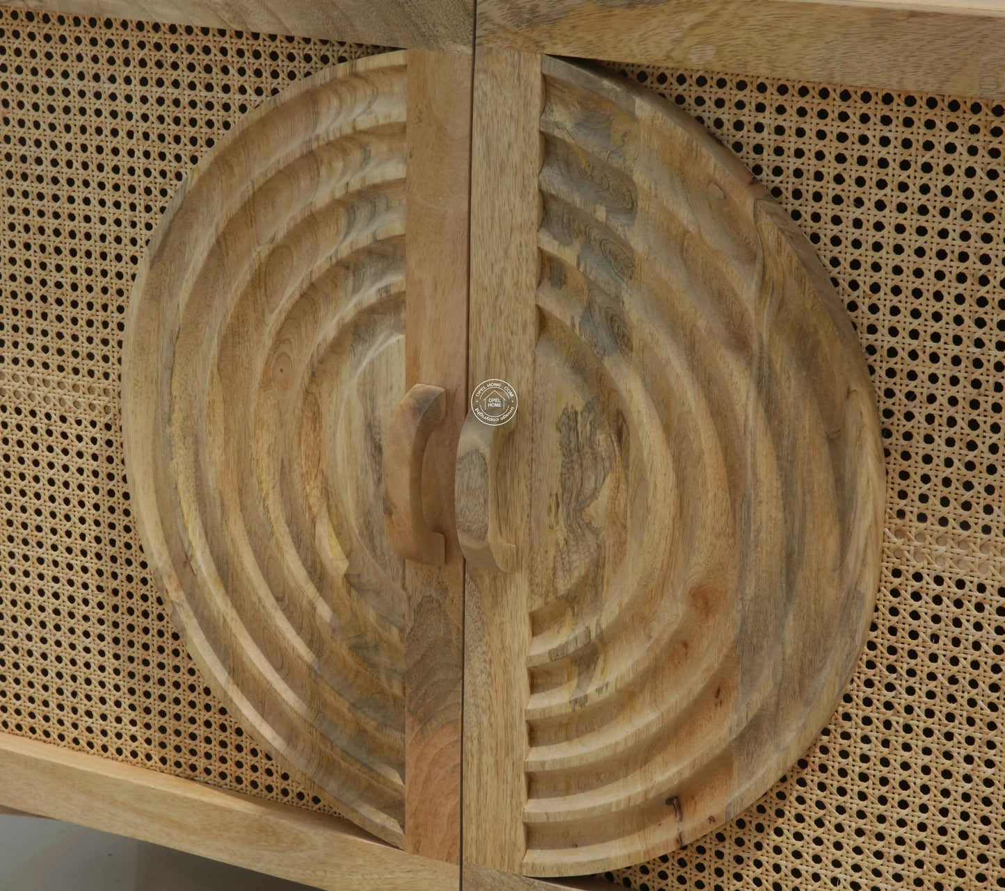 Hallum 3 Door Rattan Sideboard – Solid Mango Wood, Natural Finish | Opelhome UAE