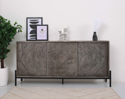 Harley Wooden Sideboard – 3 Doors, Solid Wood, Grey Finish | Opelhome UAE