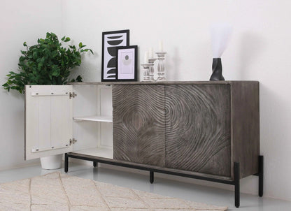 Harley Wooden Sideboard – 3 Doors, Solid Wood, Grey Finish | Opelhome UAE