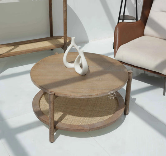 Harper Wooden Coffee Table – Solid Mango Wood, Sand Blasted Finish | Opelhome UAE