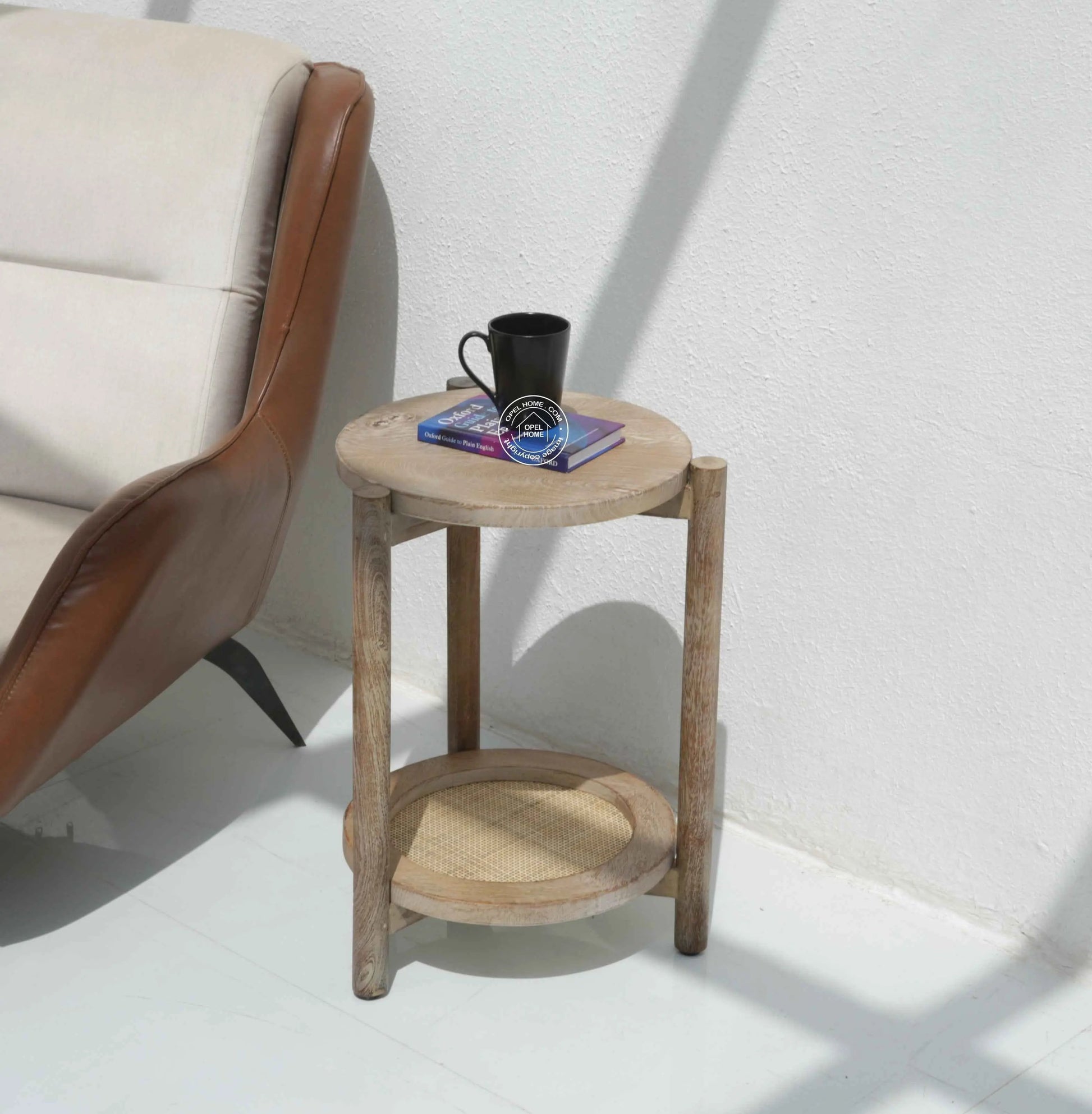 Harper Wooden Side Table – Solid Mango Wood, Sand Blasting Finish | Opelhome UAE