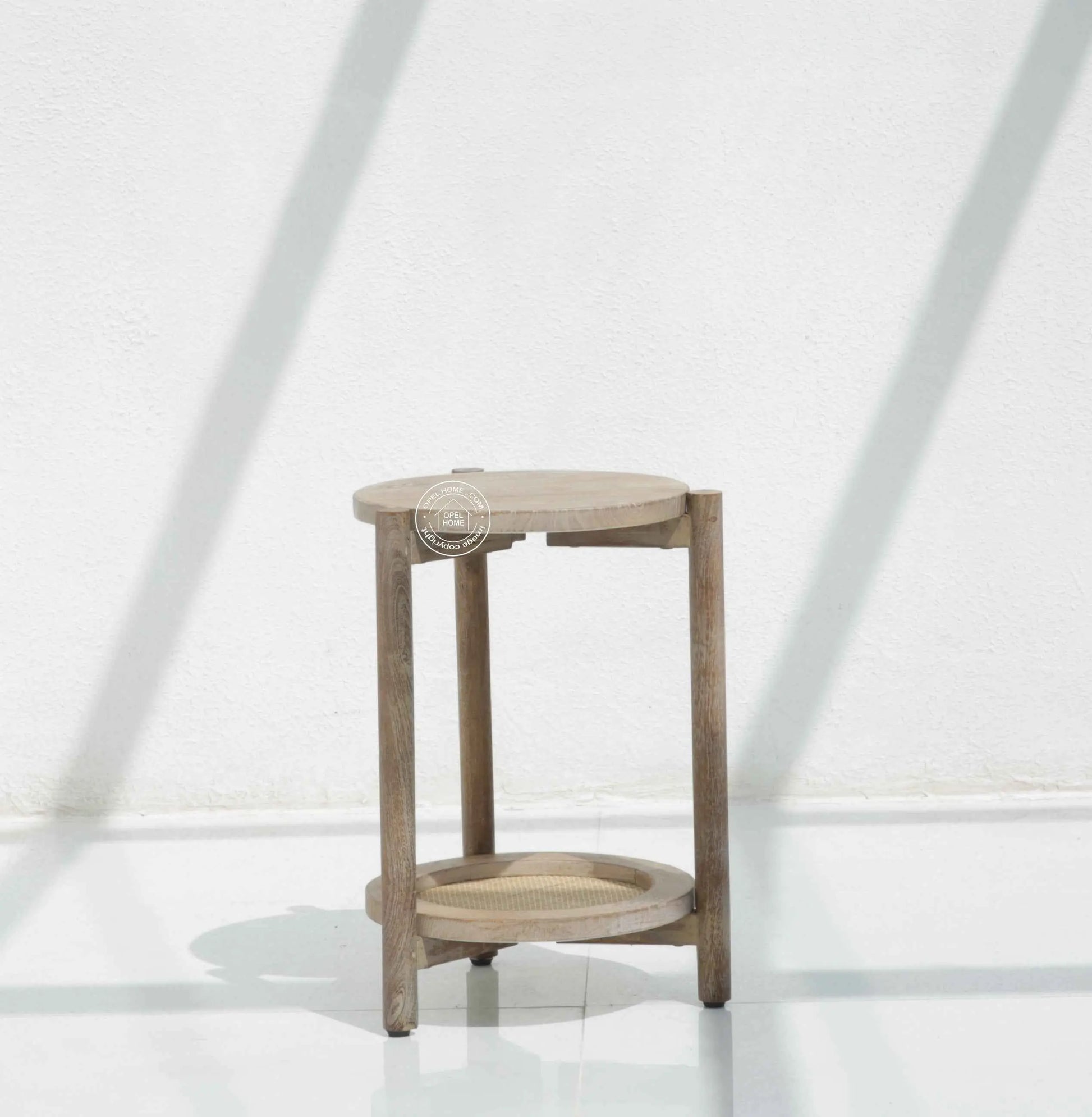 Harper Wooden Side Table – Solid Mango Wood, Sand Blasting Finish | Opelhome UAE