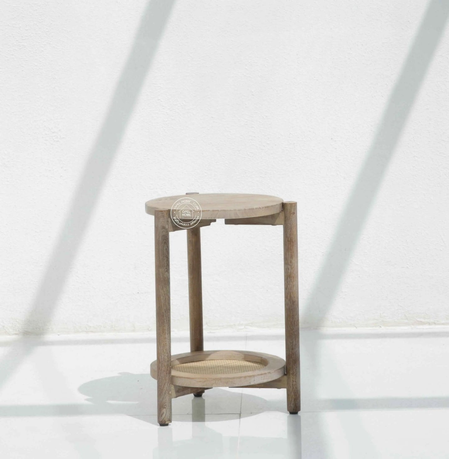 Harper Wooden Side Table – Solid Mango Wood, Sand Blasting Finish | Opelhome UAE