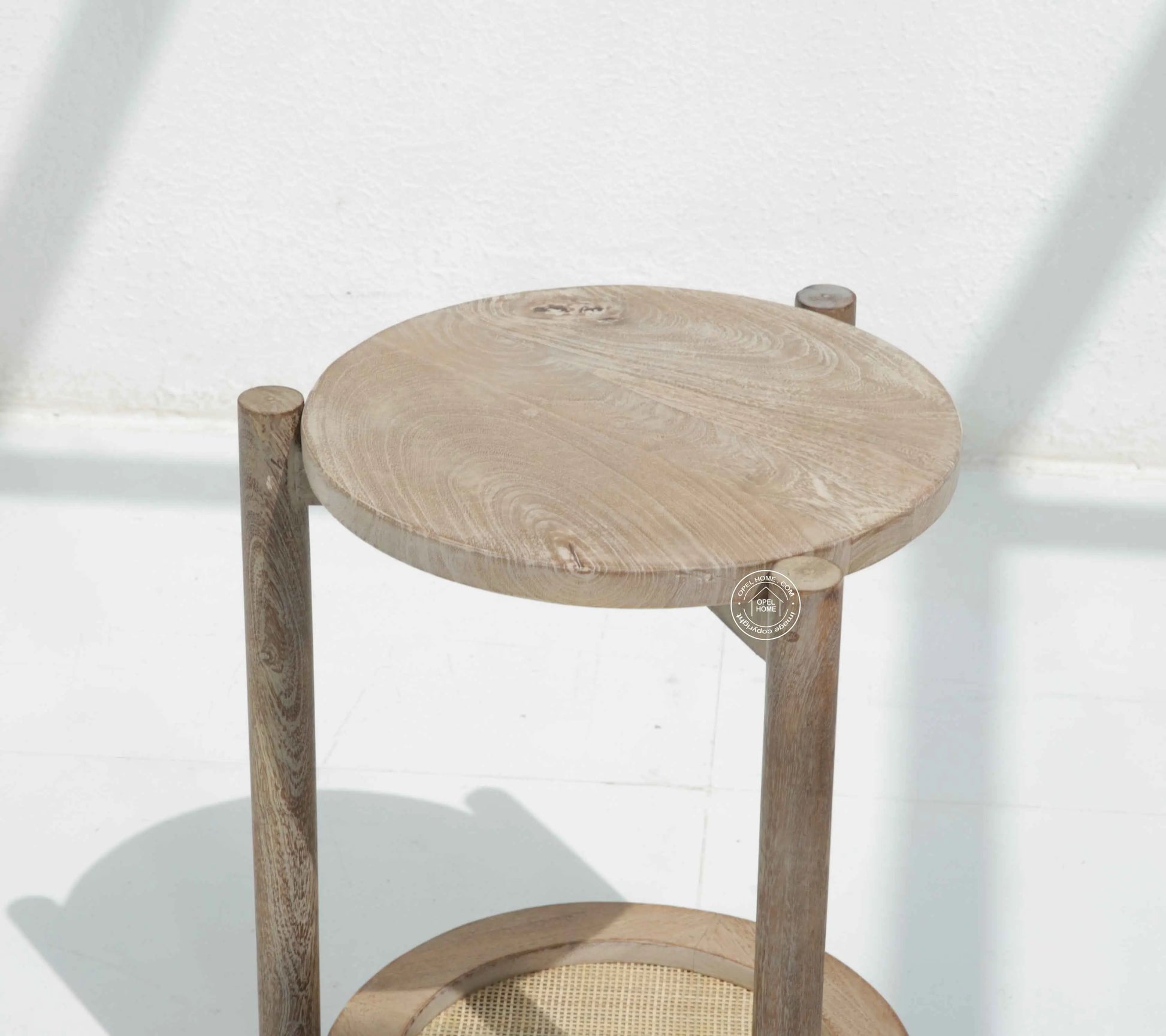 Harper Wooden Side Table – Solid Mango Wood, Sand Blasting Finish | Opelhome UAE