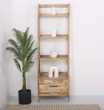 Hartman Wooden Ladder Shelf – Solid Mango Wood, Natural Finish | Opelhome UAE