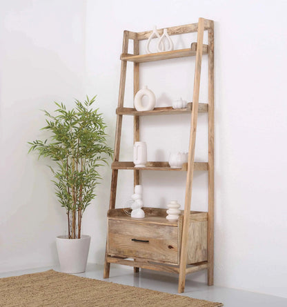 Hartman Wooden Ladder Shelf – Solid Mango Wood, Natural Finish | Opelhome UAE