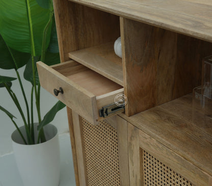 Healthfield Rattan Bar Cabinet (Natural finish) - Opelhome
