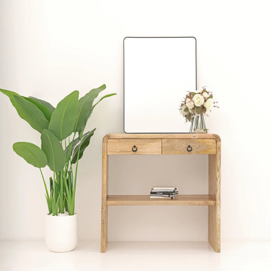 Henley Wooden Console Table – Solid Mango Wood, Natural Finish, Hallway | Opelhome UAE Opel Home