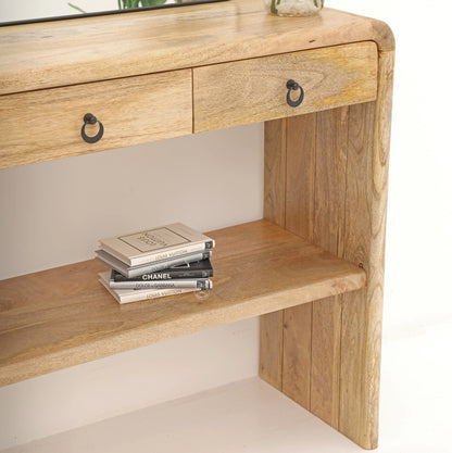 Henley Wooden Console Table – Solid Mango Wood, Natural Finish, Hallway | Opelhome UAE Opel Home