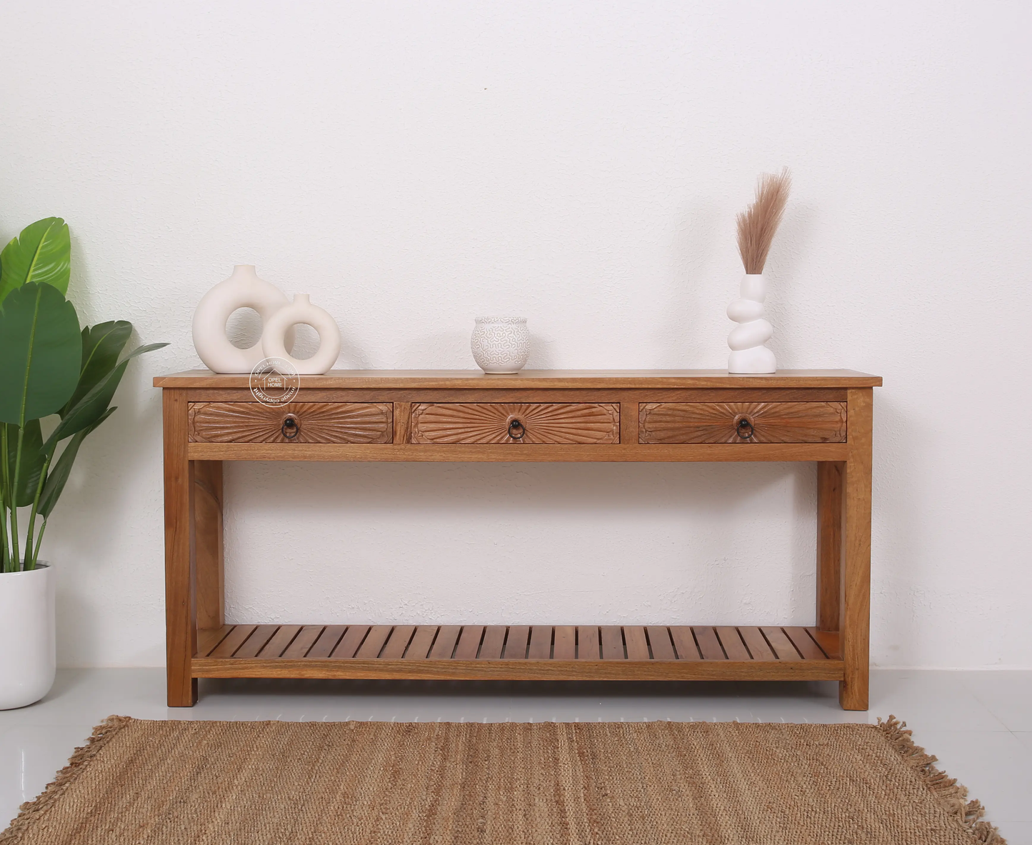 Henn 3 Drawers Wooden Console