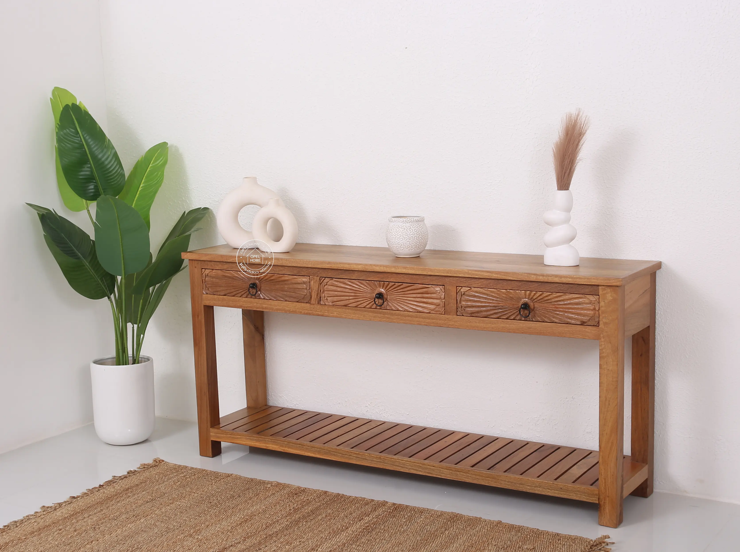 Henn 3 Drawers Wooden Console