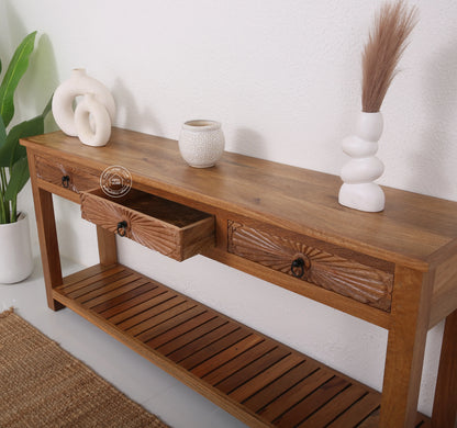Henn 3 Drawers Wooden Console