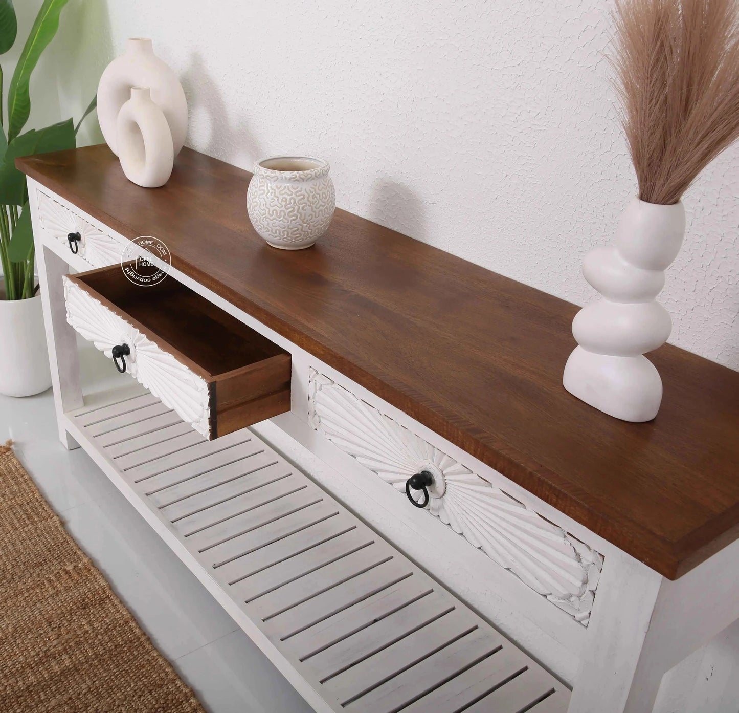 Henn 3 Drawers Wooden Console