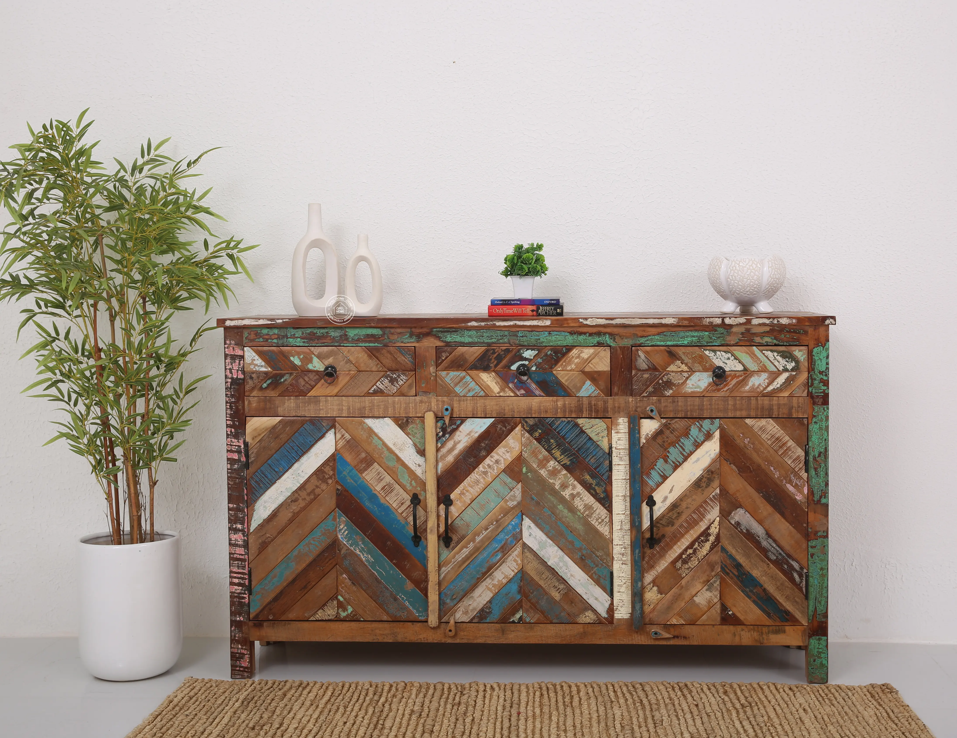 Herrin old wood 3 door 3 drawer cabinet & Sideboard - Opelhome