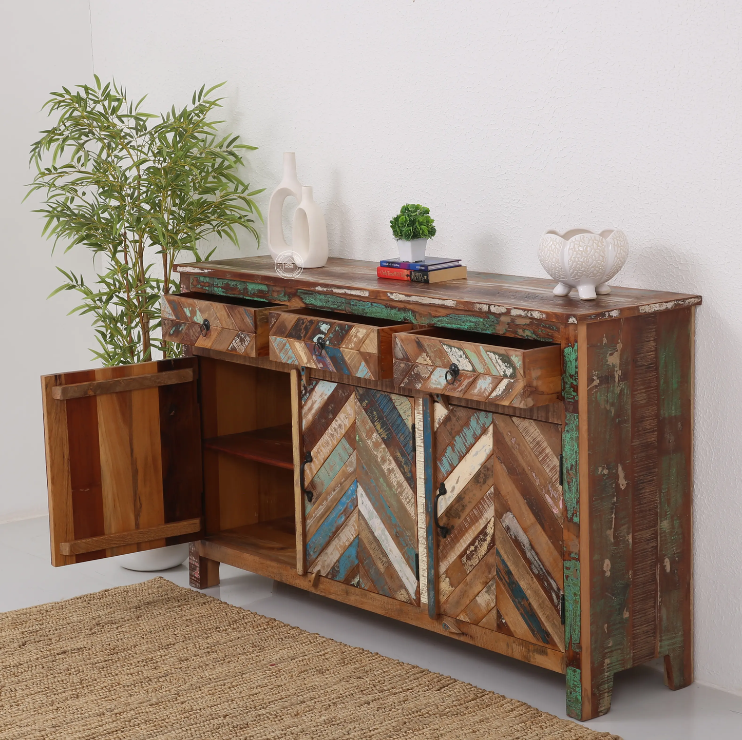 Herrin old wood 3 door 3 drawer cabinet & Sideboard - Opelhome