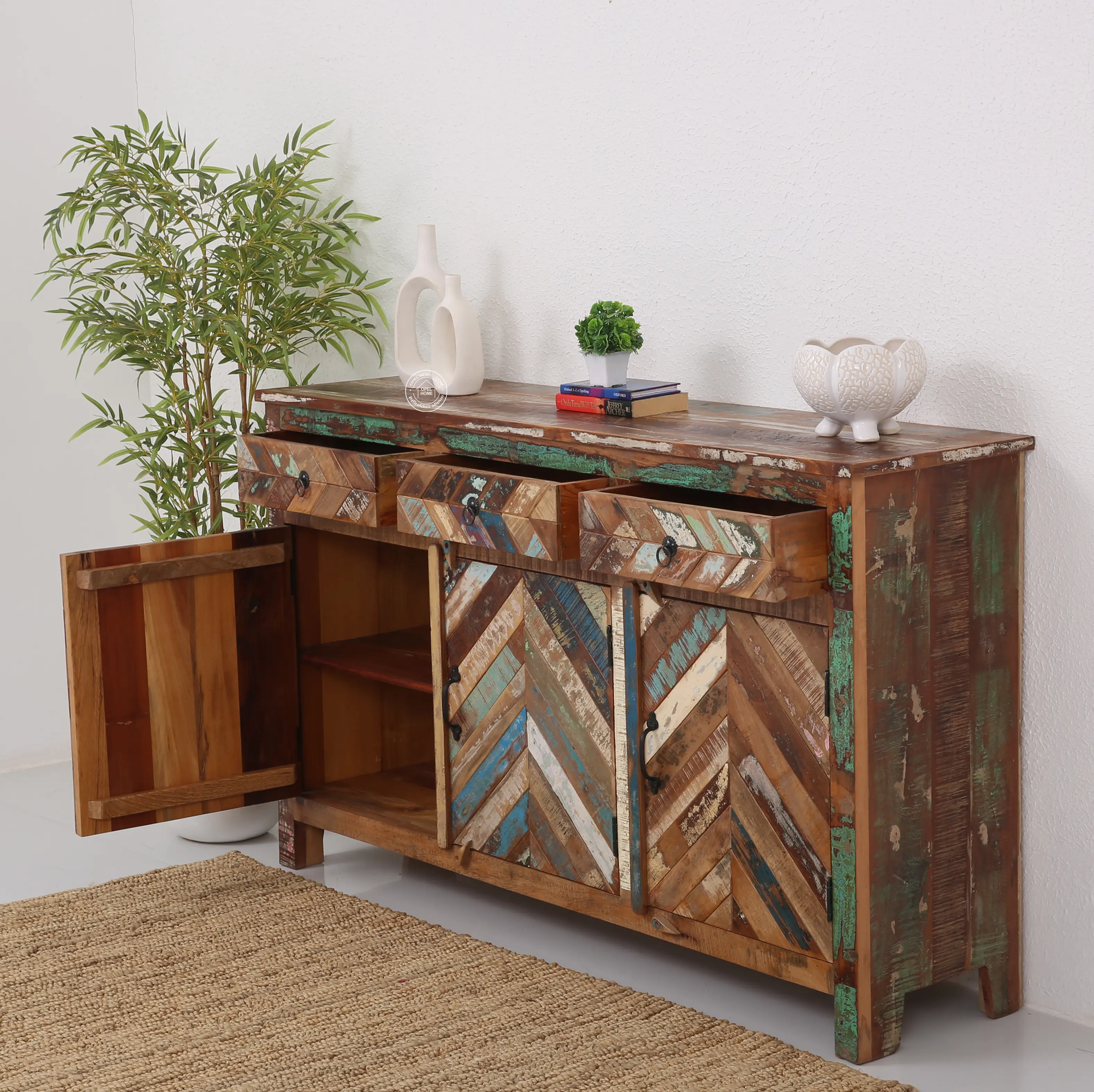 Herrin old wood 3 door 3 drawer cabinet & Sideboard - Opelhome