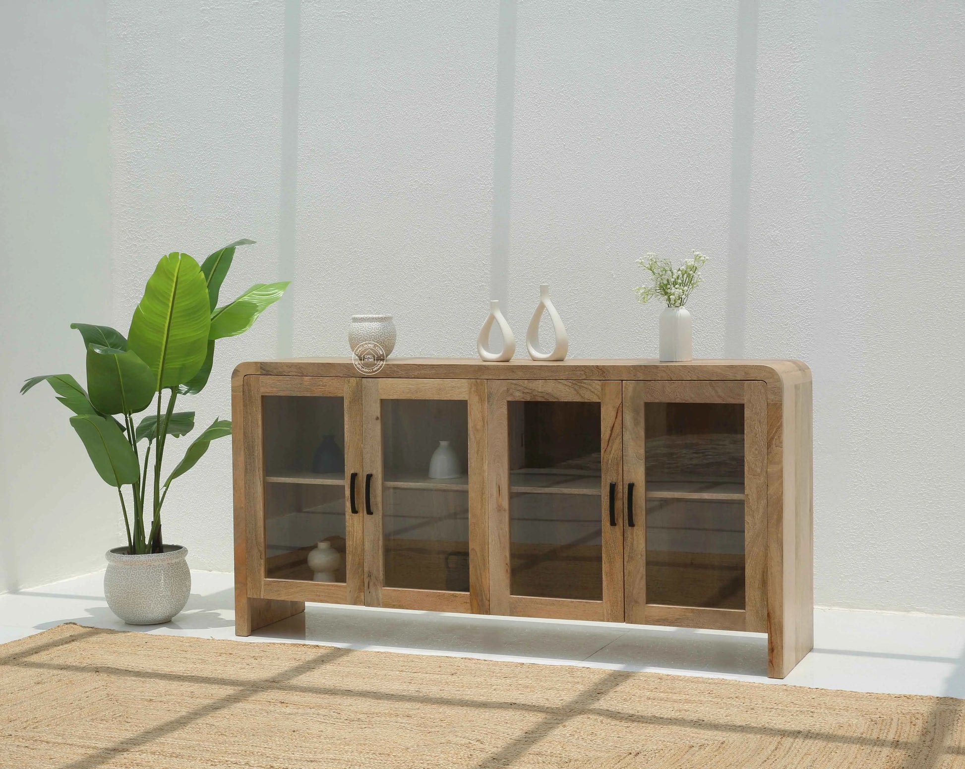 Hollow Wooden Display Sideboard