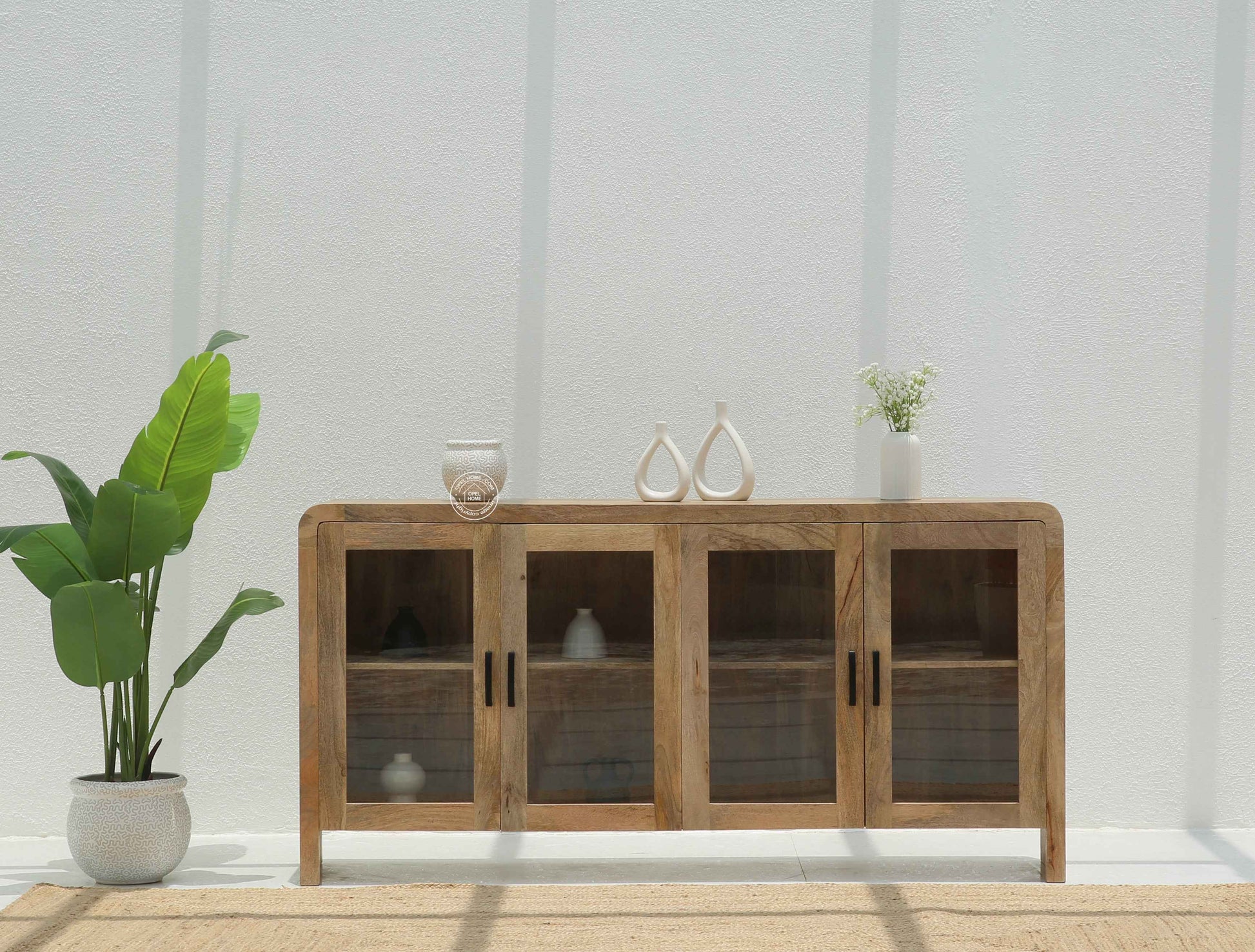 Hollow Wooden Display Sideboard