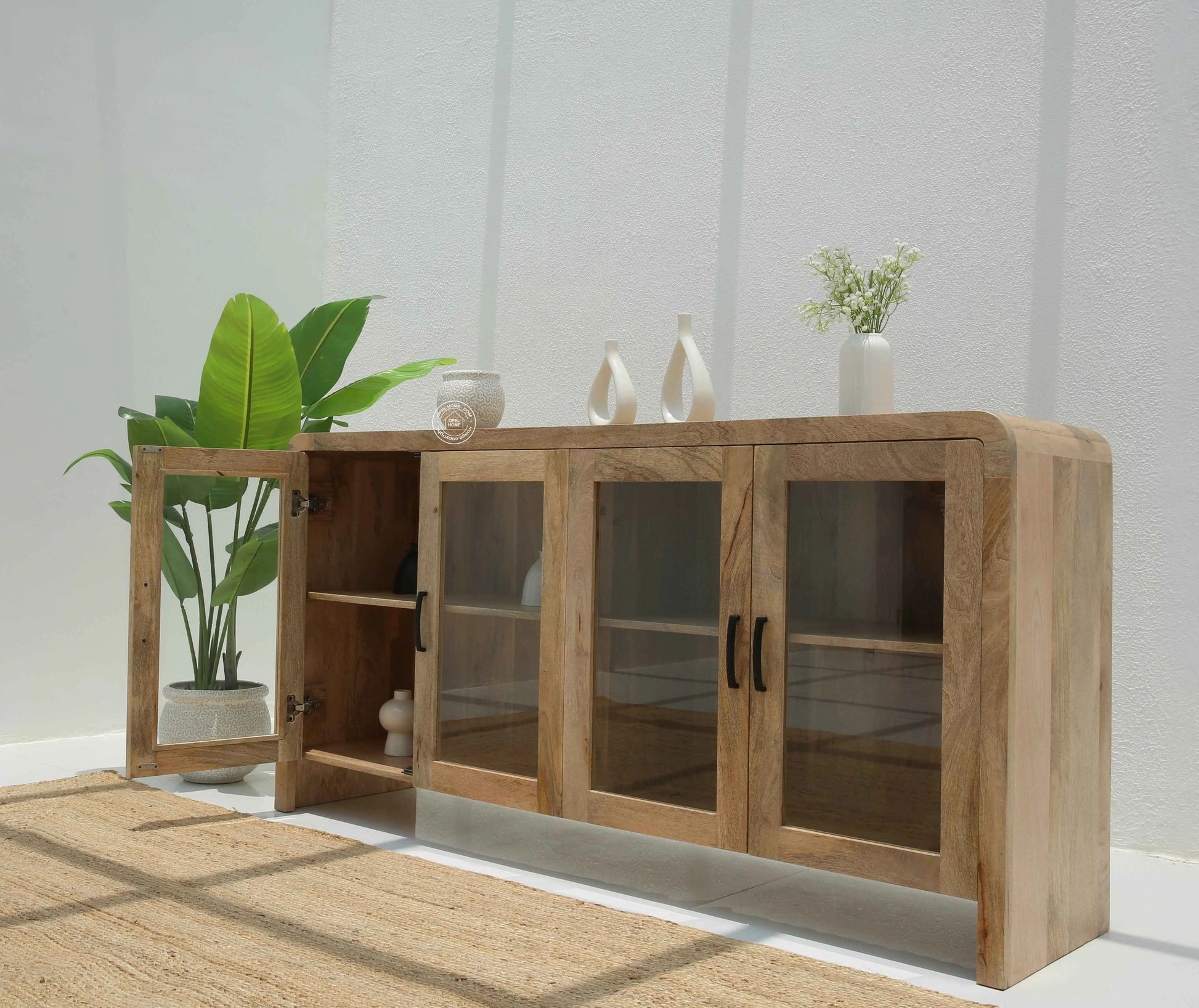 Hollow Wooden Display Sideboard