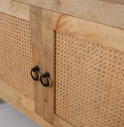 Huckins Rattan Bookshelves – Solid Wood, Natural Finish, Tall Storage | Opelhome UAE
