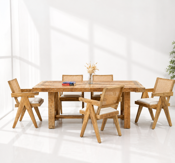 Casein Mango Wood Dining Table - Only Table, Multiple Sizes, Solid Mango Wood | Opelhome UAE