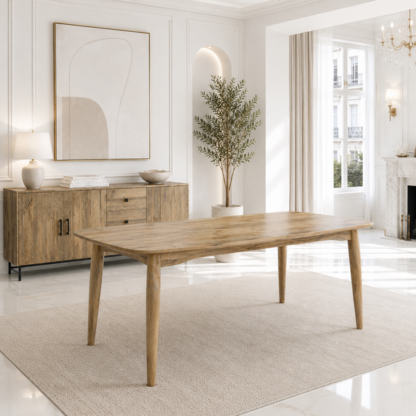 Arcane Solid Mango Wood Dining Table – Only Table Natural Finish | Opelhome UAE