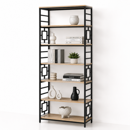 Chroma Wooden Shelves – Metal Frame, Solid Mango Wood, Natural Finish | Opelhome UAE