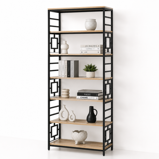 Chroma Wooden Shelves – Metal Frame, Solid Mango Wood, Natural Finish | Opelhome UAE