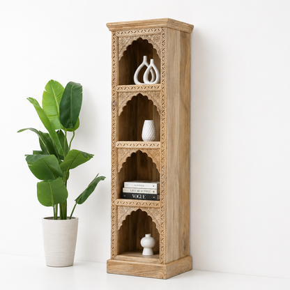 Nuvo Wooden Display Shelves Unit – Solid Mango Wood, Natural Finish | Opelhome UAE