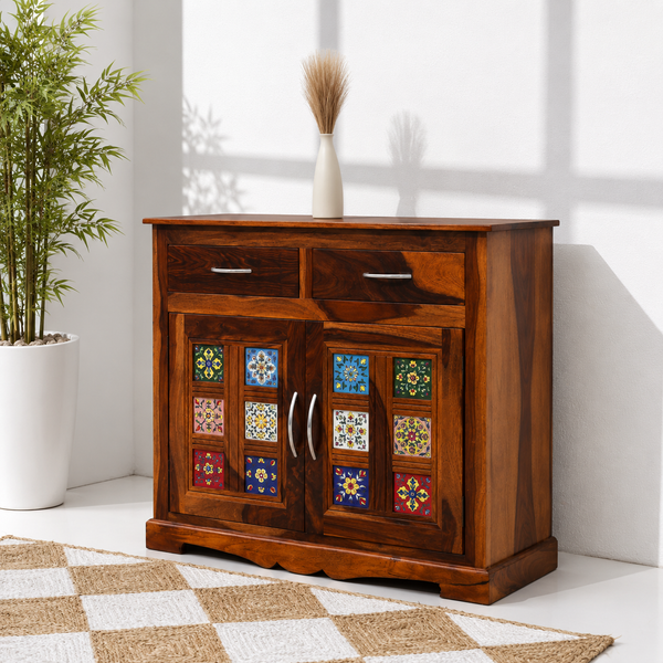 Erlene Solid Rosewood Sideboard – Honey Finish Storage Cabinet | Opelhome UAE