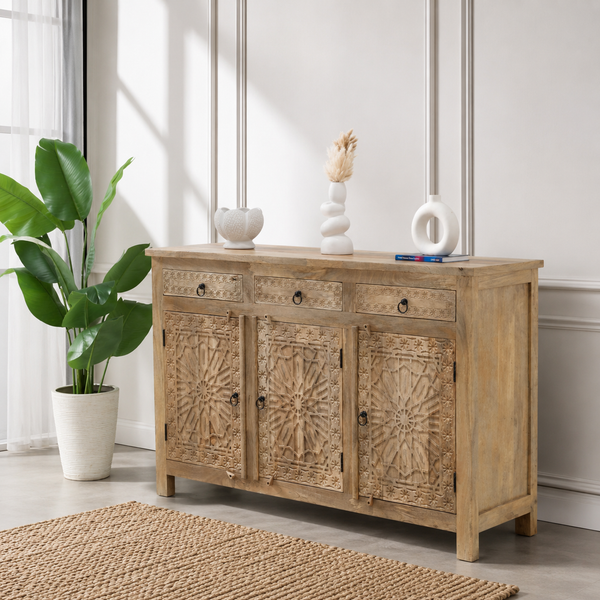 Nordic Wooden 3 Door 3 Drawer Cabinet (Multiple Colors Options) | Opelhome UAE