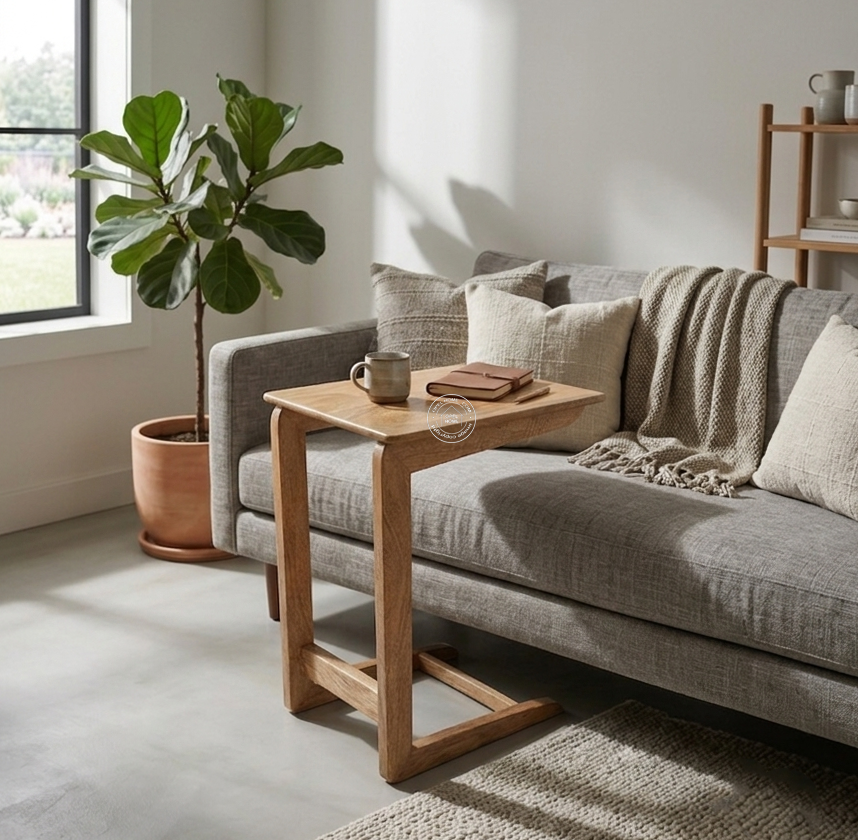 Destiny Solid Mango Wood Side Table - Natural finish