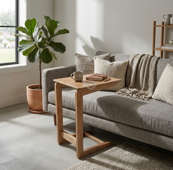 Destiny Solid Mango Wood Side Table - Natural finish