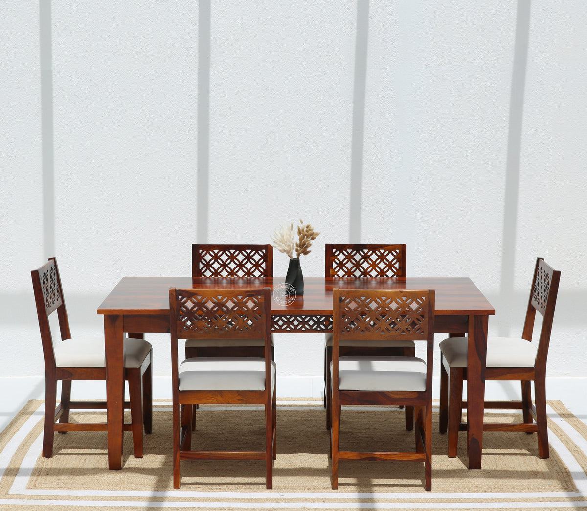 Canvas Wooden 6 Seater Dining Table - (Only Table , Honey finish)| Opelhome UAE