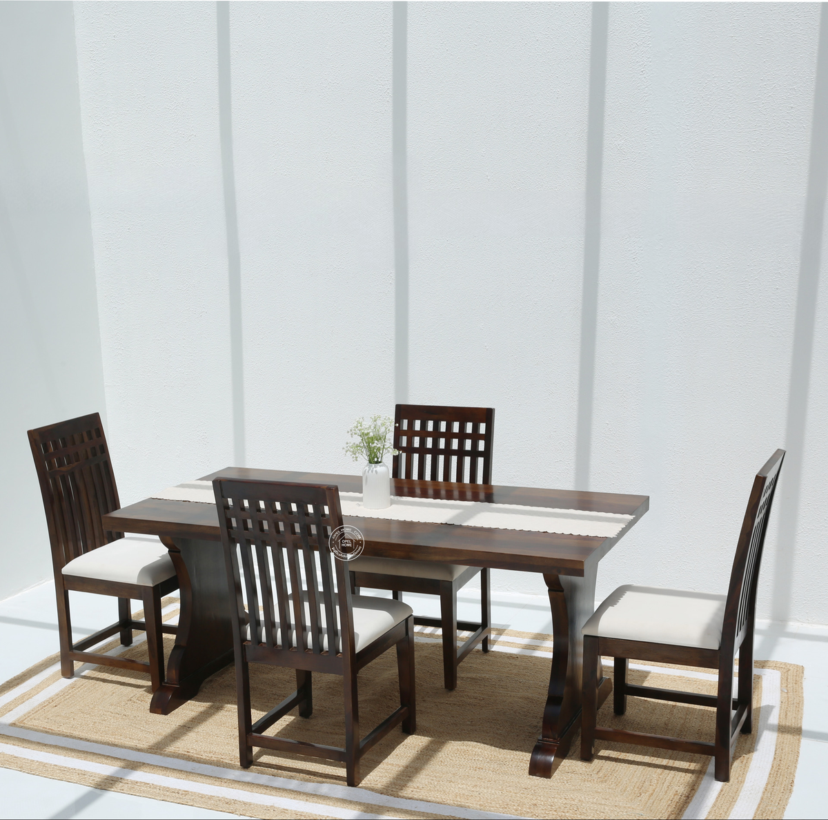 Rosetta Wooden 4 Seater Dining Table – (Only Table) , Walnut finish | Opelhome UAE