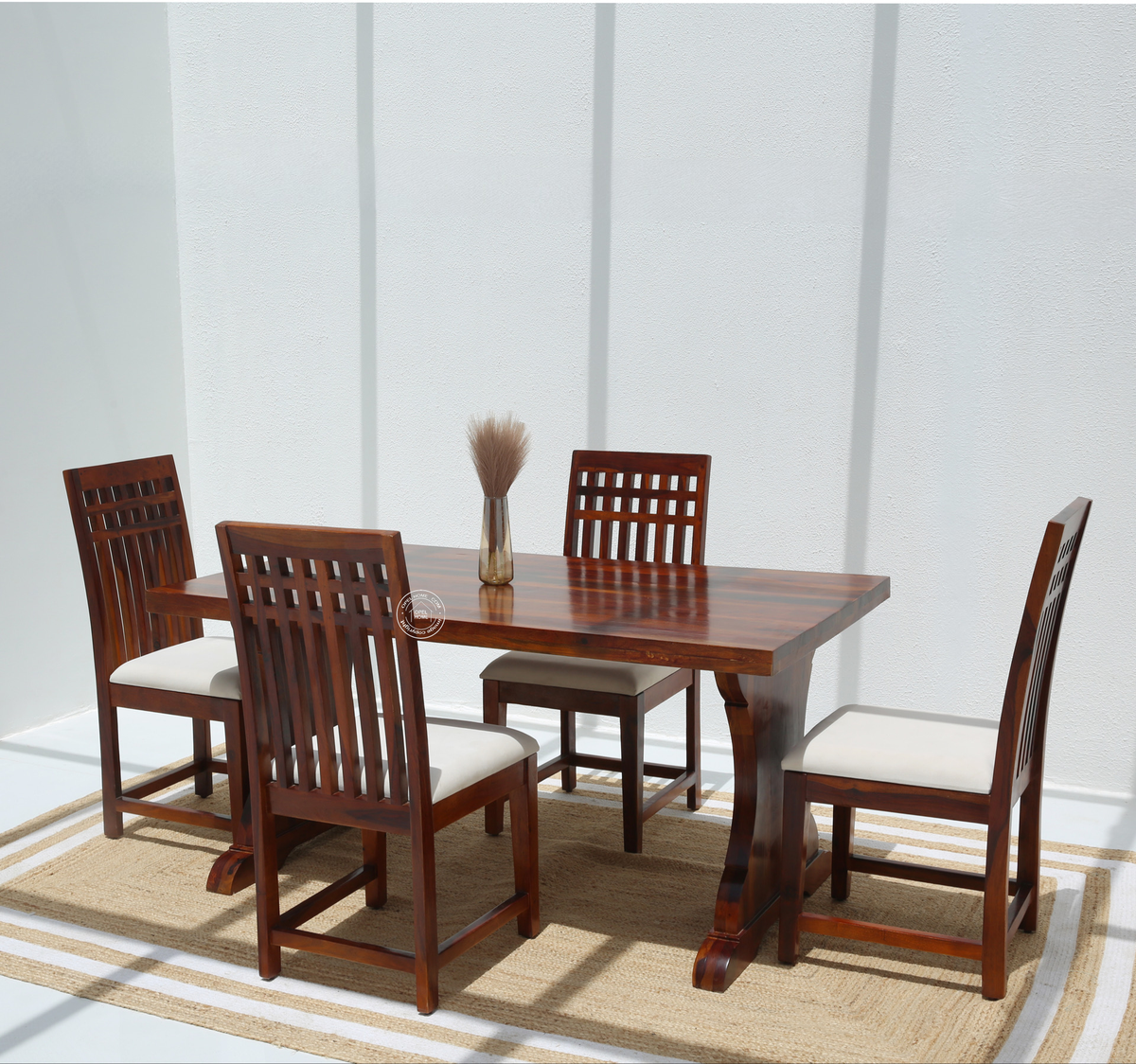 Rosetta Wooden 4 Seater Dining Table – (Only Table) , Honey finish | Opelhome UAE