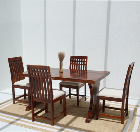 Rosetta Wooden 4 Seater Dining Table – (Only Table) , Honey finish | Opelhome UAE