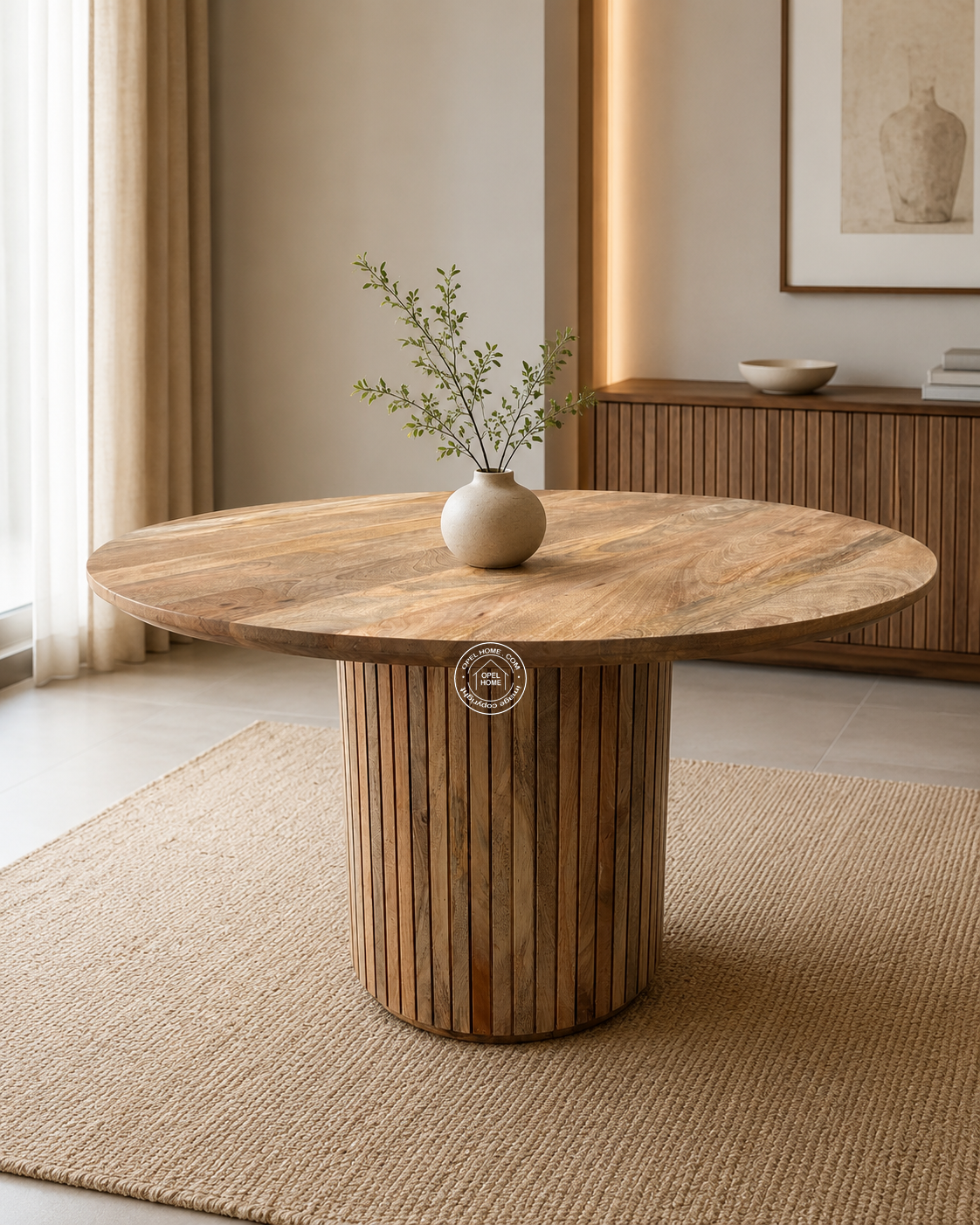 Oxford Round Dining Table – Only Table, Solid Mango Wood, Natural Finish | Opelhome UAE