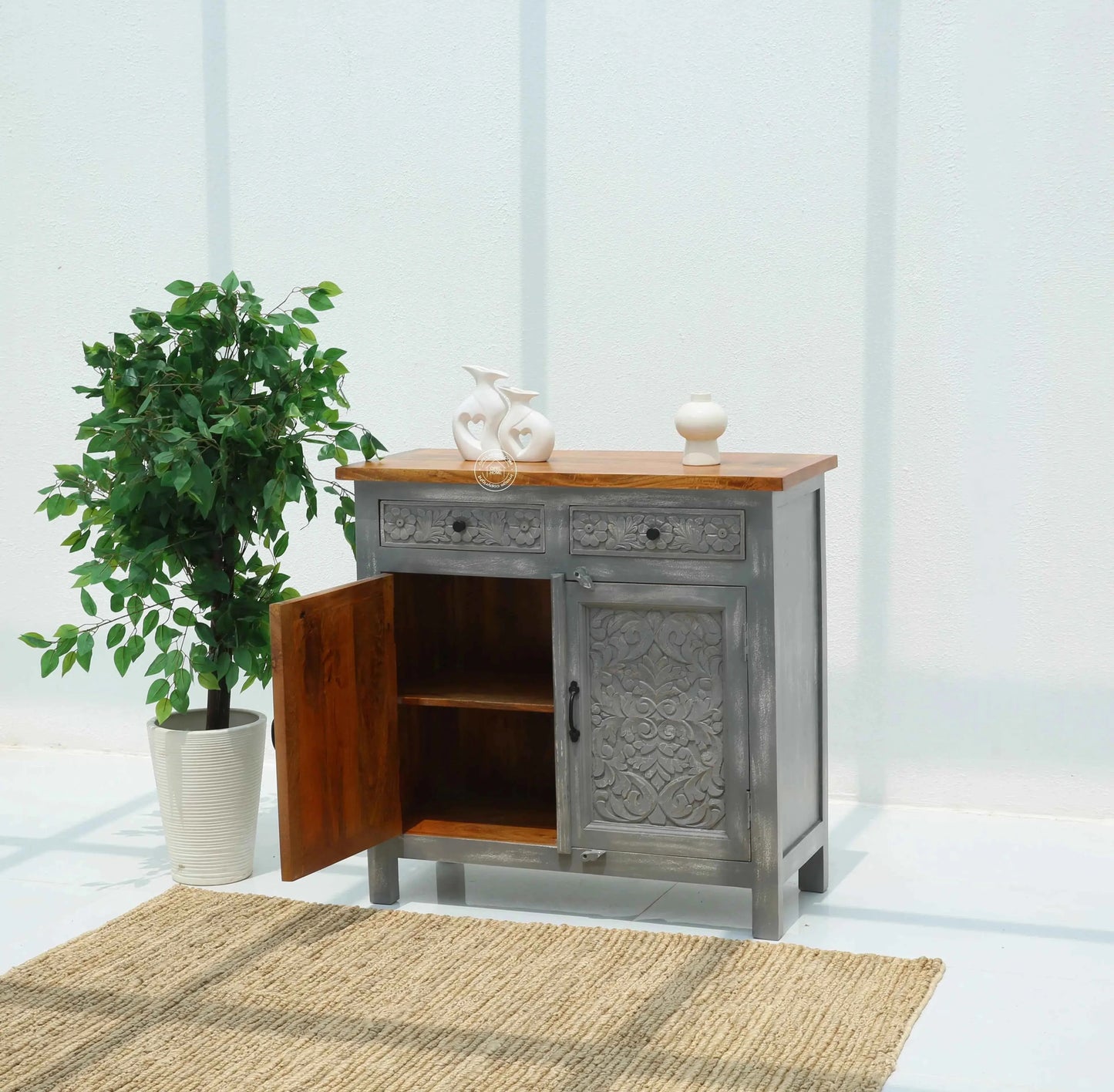 Iris Wooden 2 Door 2 Drawers Sideboard (Multiple Color Options) | Opelhome UAE